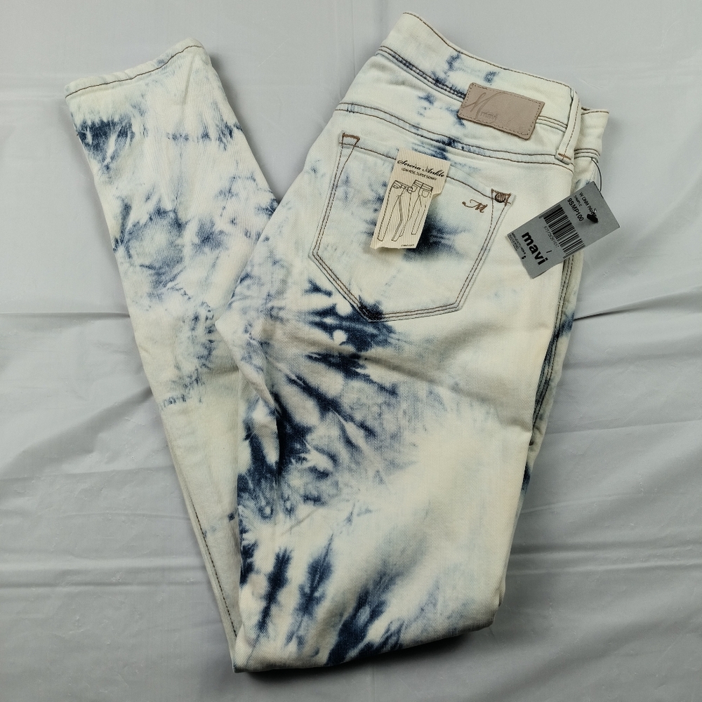 Mavi Jeans Womens Sz 27/28 Blue Tie Dye Serena Ankle Low Rise Super Skinny NWT